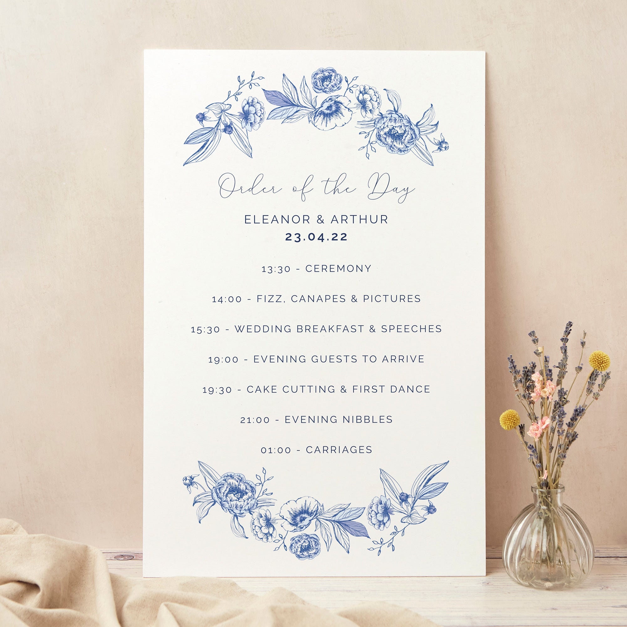 Farmhouse Blue Wedding Order Of The Day Sign