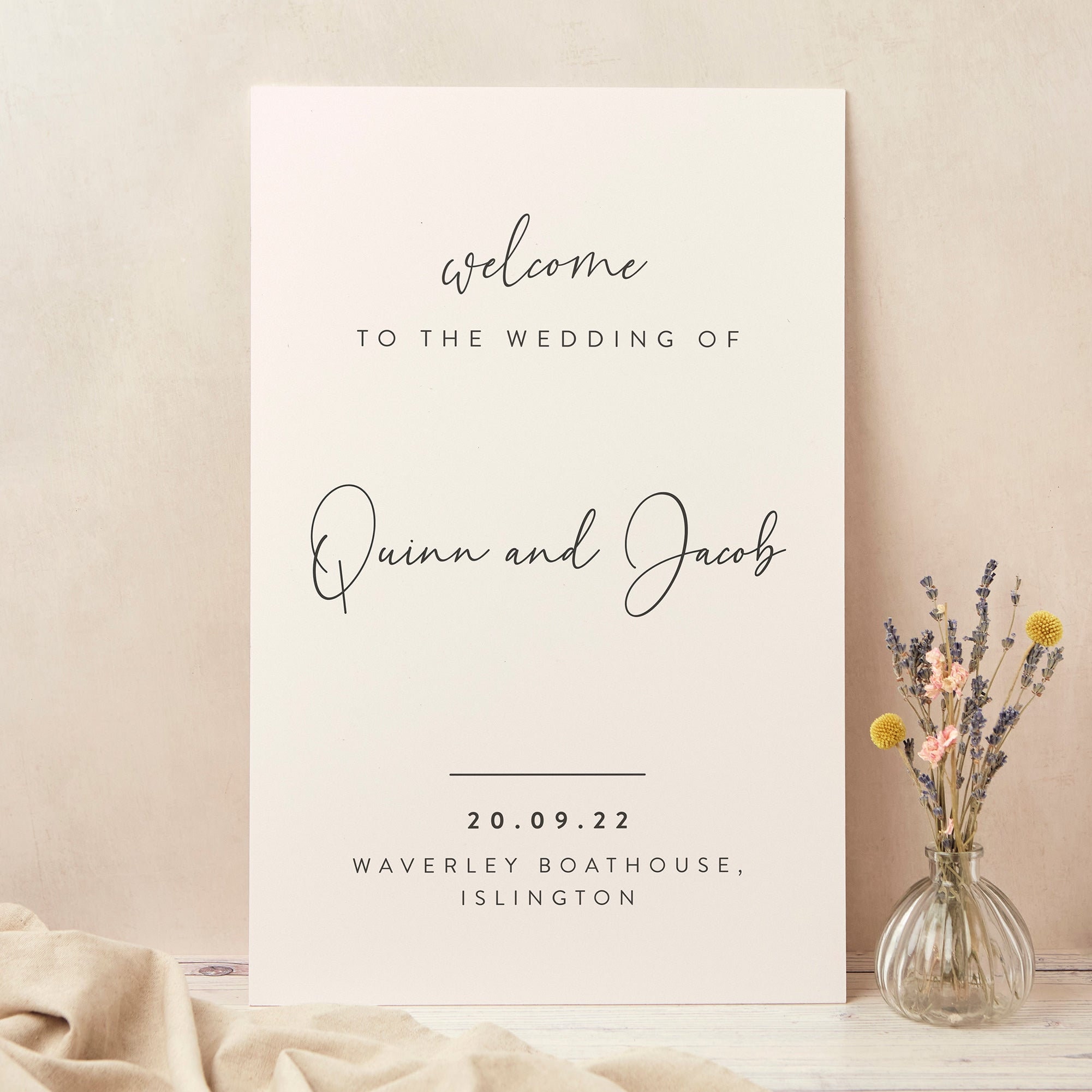 Wedding Welcome Sign, Custom Large Board, Printed, Romantic Script