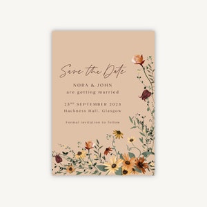 Carte "retenez cette date" pour mariage - " " Save the Date " pour mariage - automne Mariage " " Save the Date " - fleurs sauvages d'automne