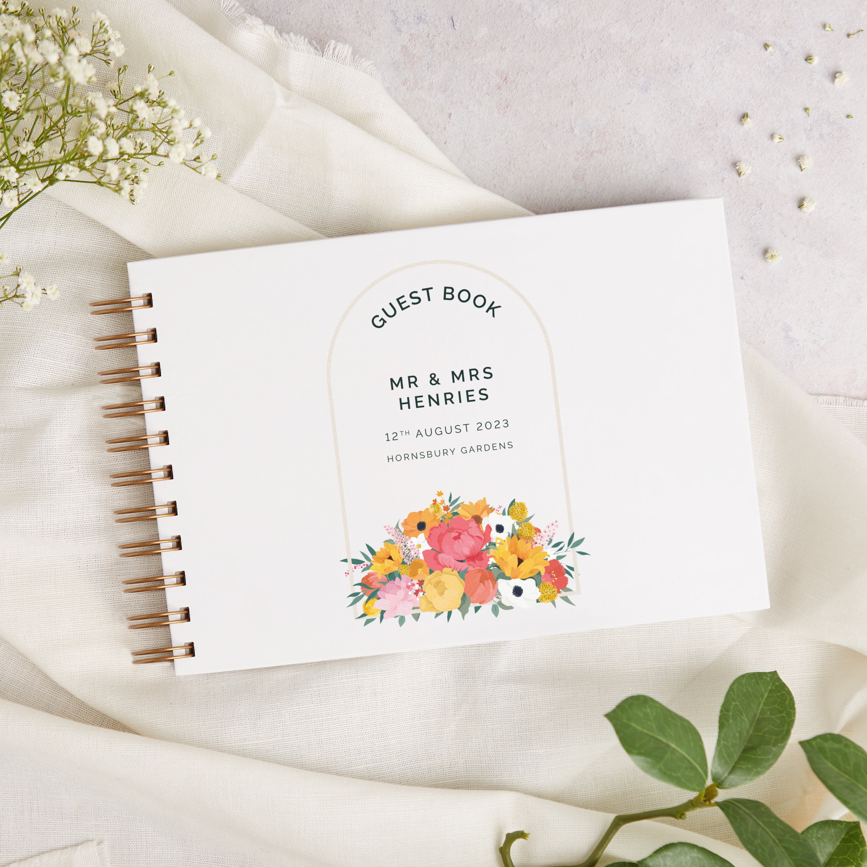 Bright Flowers Wedding Guest Book