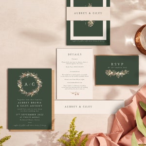 Custom Wedding Invitations - Rustic Wedding Invitations - Dried Flower Wedding Invites - Dried Flower Wreath