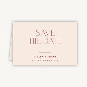 Magenta Modern Script Folded Wedding Save the Date