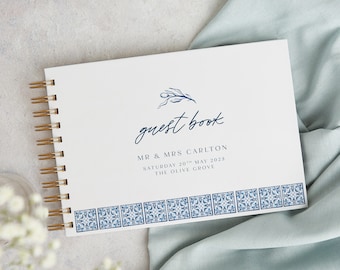 Blue Tile Mediterranean Wedding Guest Book