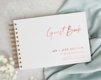 Libro de visitas de boda con guión minimalista