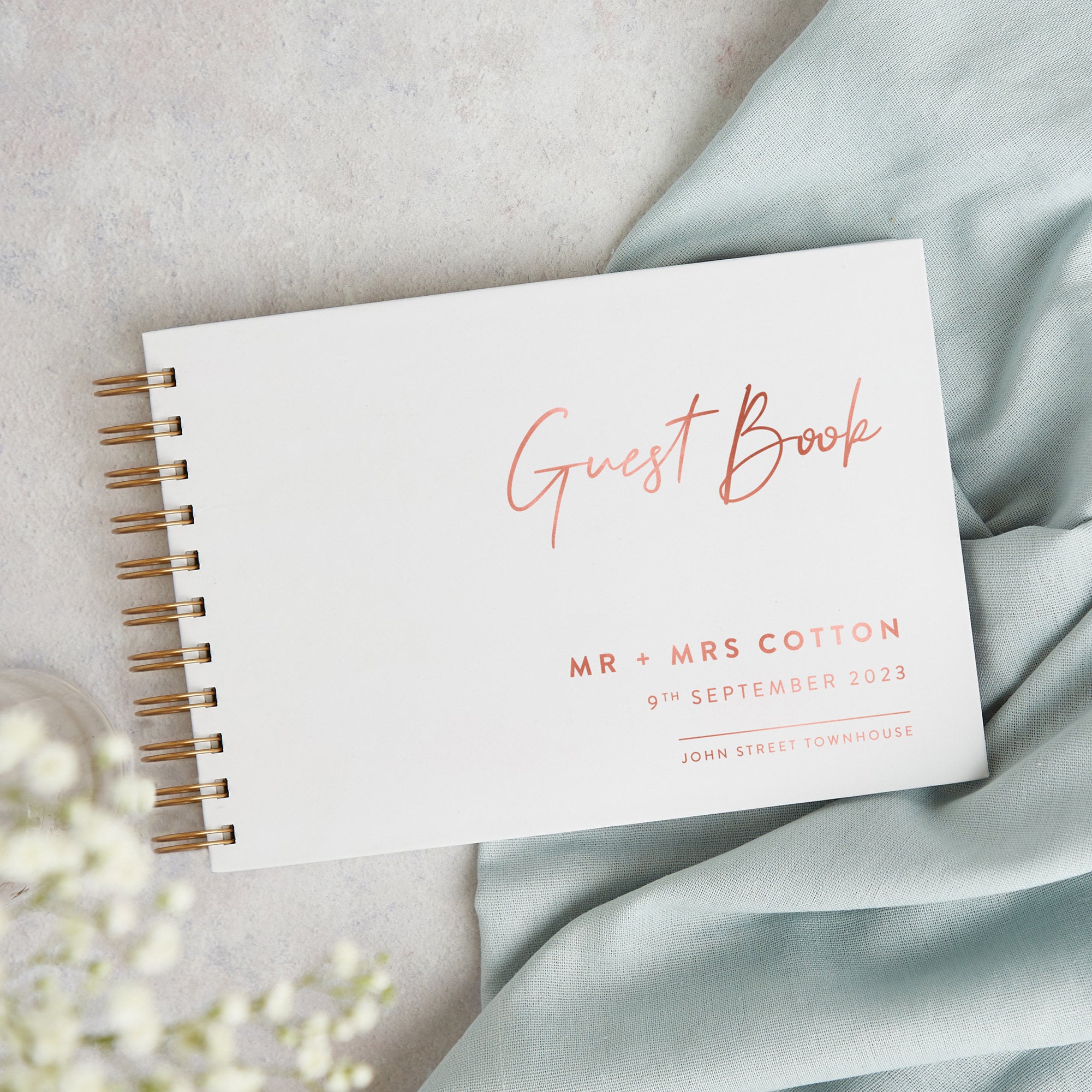 Minimal Script Foil Wedding Guest Book