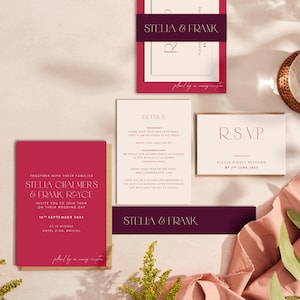 Custom Wedding Invitations - Pink Wedding Invitations - Bright Wedding Invites - Magenta Modern