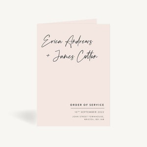Wedding Order of Service - Wedding Ceremony Order of the Day - Wedding Program Order of Service Booklet - Wedding Stationery Minimal Script