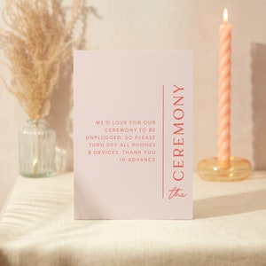 Placa de cerimônia desconectada | Placa de casamento | Placa de espuma resistente A4 | Layout moderno