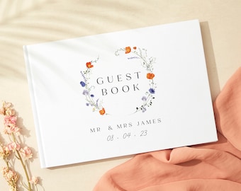 Pressed Wildflowers Linen Guest Book