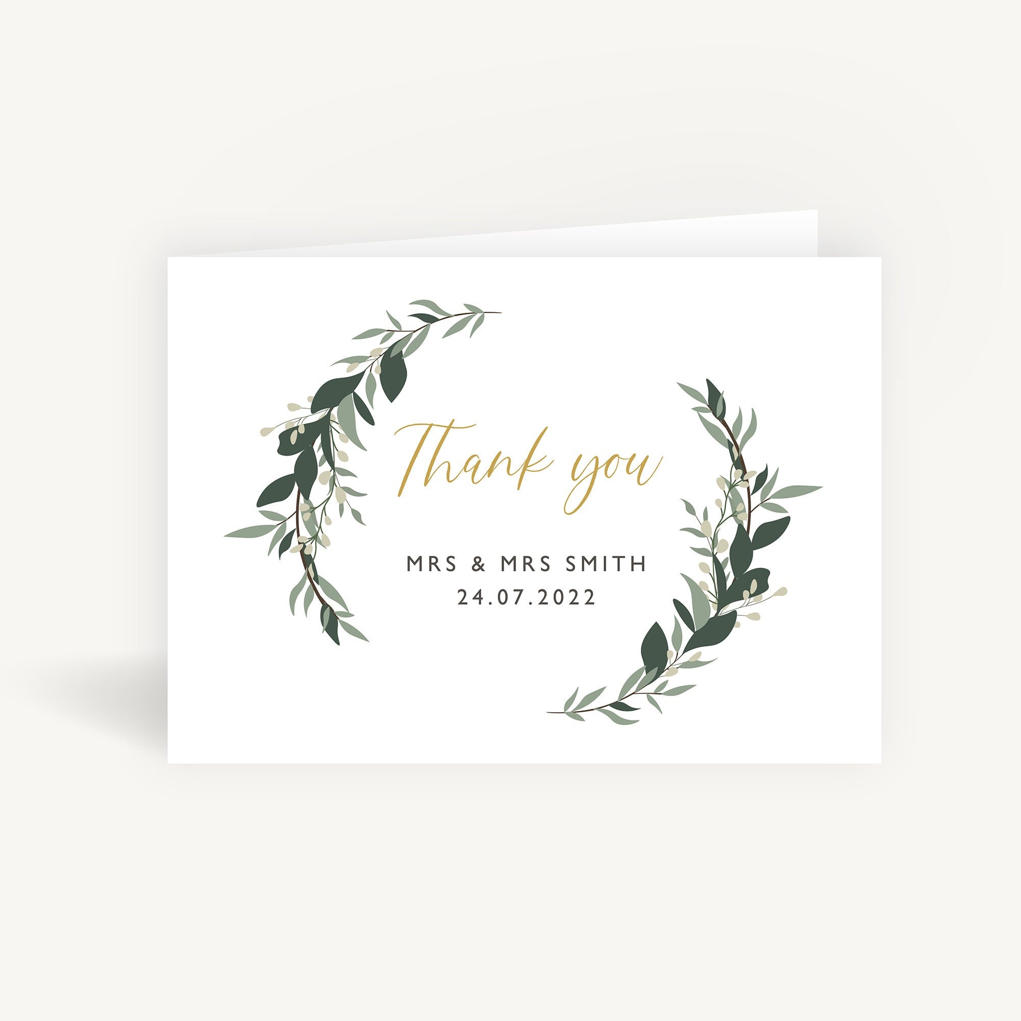 Foliage Hoop Wedding Thank You Cards - Personalised Folded Card - Etsy