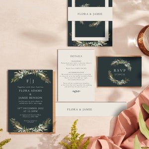 Custom Wedding Invitations - Winter Wedding Invitations - Botanical Wedding Invites - Winter Botanical