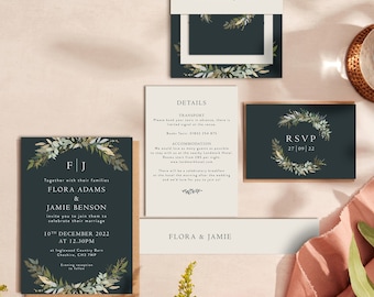 Winter Botanical Wedding Invitation