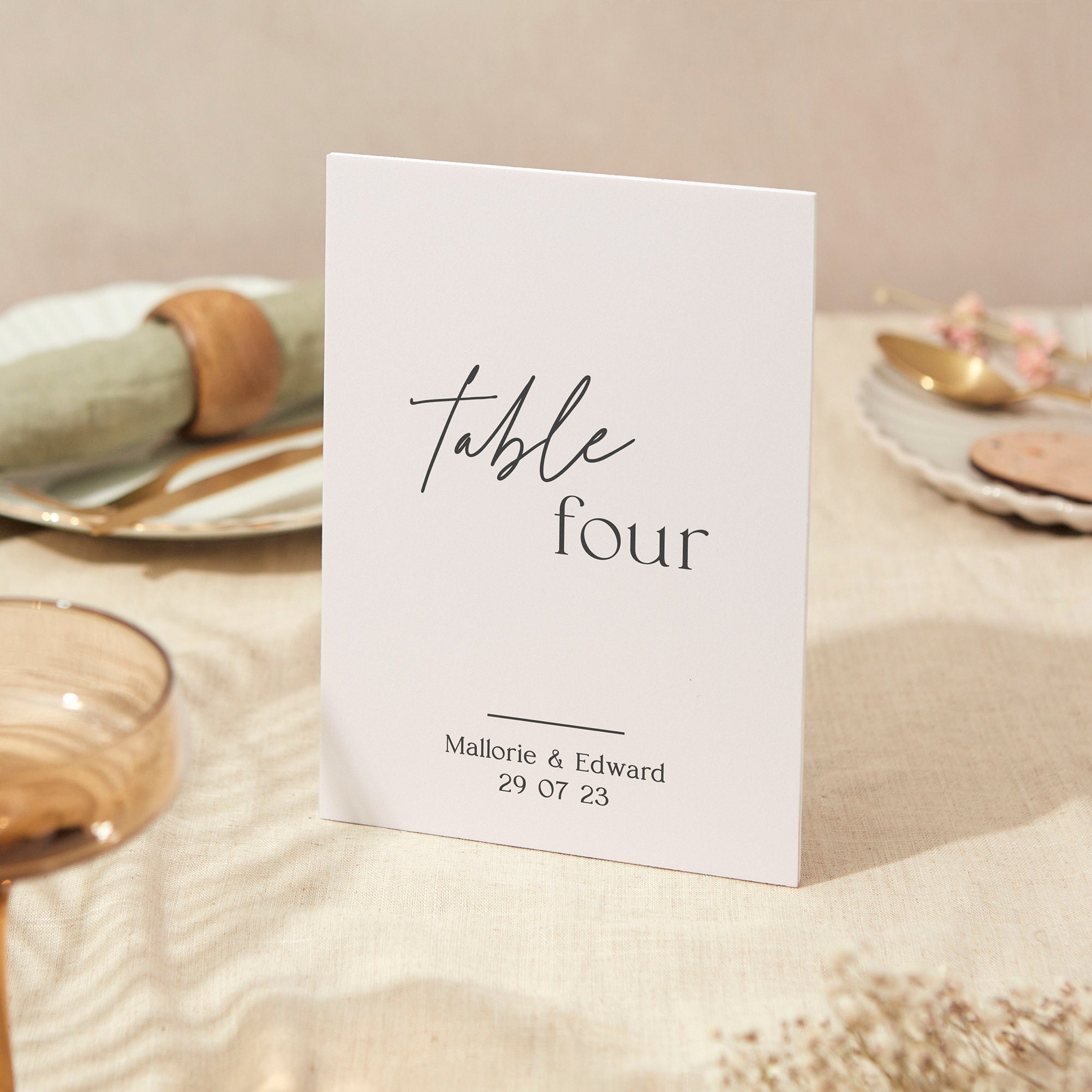 Table Number Sign | Wedding A5 Sturdy Foamex Modern Calligraphy