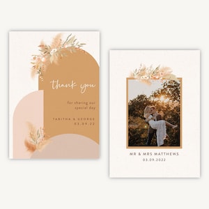 Moderne Boho Fotohochzeit Dankeskarte