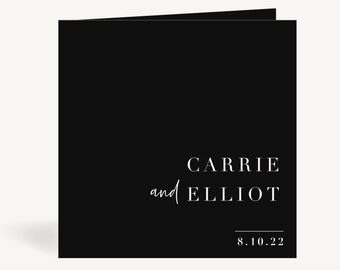 Black Modern Script Folded Wedding Invitation