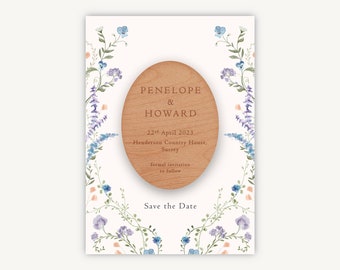 Regency Floral Wooden Magnet Save the Date