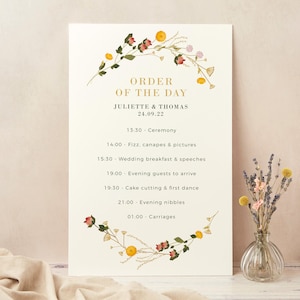Wedding Order of the Day Sign - Wedding Timeline Sign - Order of Events Sign - Large Order of Service Sign - Rustic Wildflowers Wedding Sign