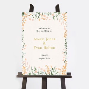 Wedding Welcome Sign, Custom Wedding Sign, Large Wedding Board, Printed, Summer Meadow image 2