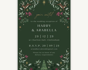 Winter Christmas Evening Wedding Invitation