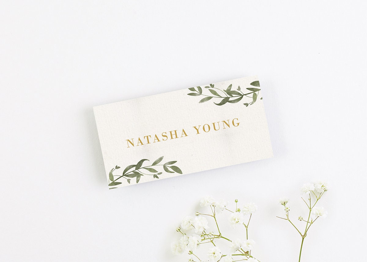 Wedding Place Card Wedding Name Card Greenery Botanical Etsy