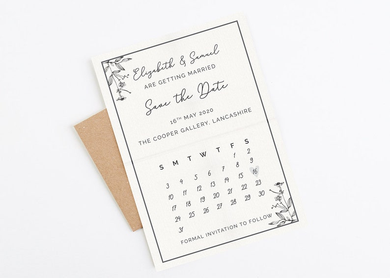 Monochrome Floral Folded Save the Date Save the Date Save the Date Cards