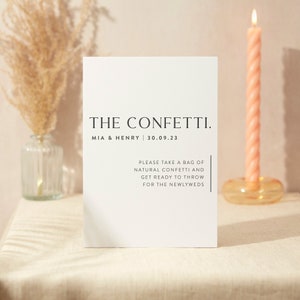 Letrero de confeti / Letrero de boda / Letrero de espuma resistente tamaño A5 / Diseño minimalista