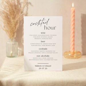 Getränke Menü Schild | Hochzeit Zeichen | A4 Robustes Foamex Schild | Moderne Kalligraphie