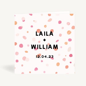 Custom Wedding Invitations - Folded Wedding Invitations - Fun Wedding Invites - Bright Pink Confetti