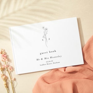 Simple Floral Linen Guest Book