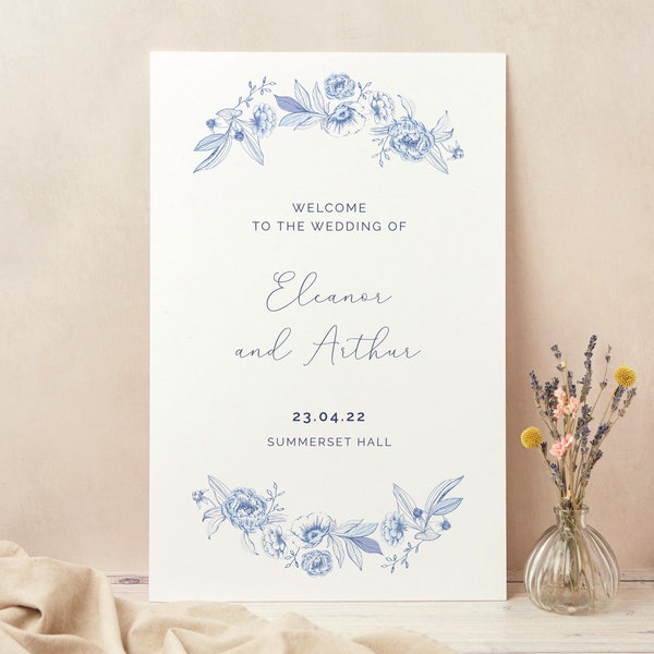 Wedding Welcome Sign, Custom Wedding Sign, Large Wedding Board, Printed, Farmhouse Blue