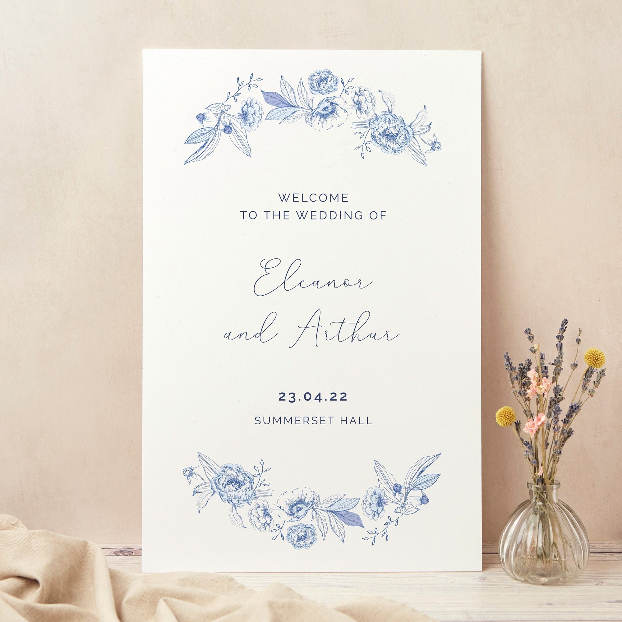 Wedding Welcome Sign, Custom Large Board, Printed, Farmhouse Blue