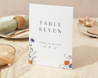 Table Number Sign | Wedding Sign | A4 Sturdy Foamex Sign | Pressed Wildflowers