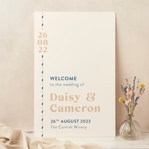 Wedding Welcome Sign, Custom Wedding Sign, Large Wedding Board, Printed, Muted Travel image 1