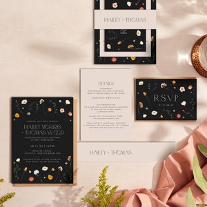 Custom Wedding Invitations - Winter Wedding Invitations - Floral Wedding Invites - Winter Floral