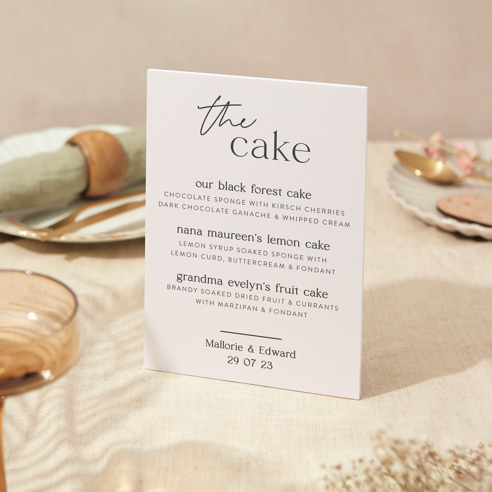 Wedding Cake Sign | A4 Sturdy Foamex Modern Calligraphy