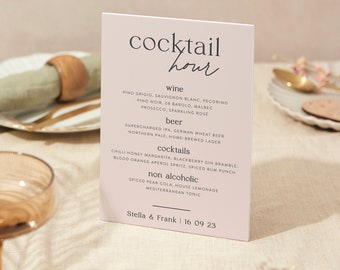 Drinks Menu Sign | Wedding Sign | A4 Sturdy Foamex Sign | Blush Script