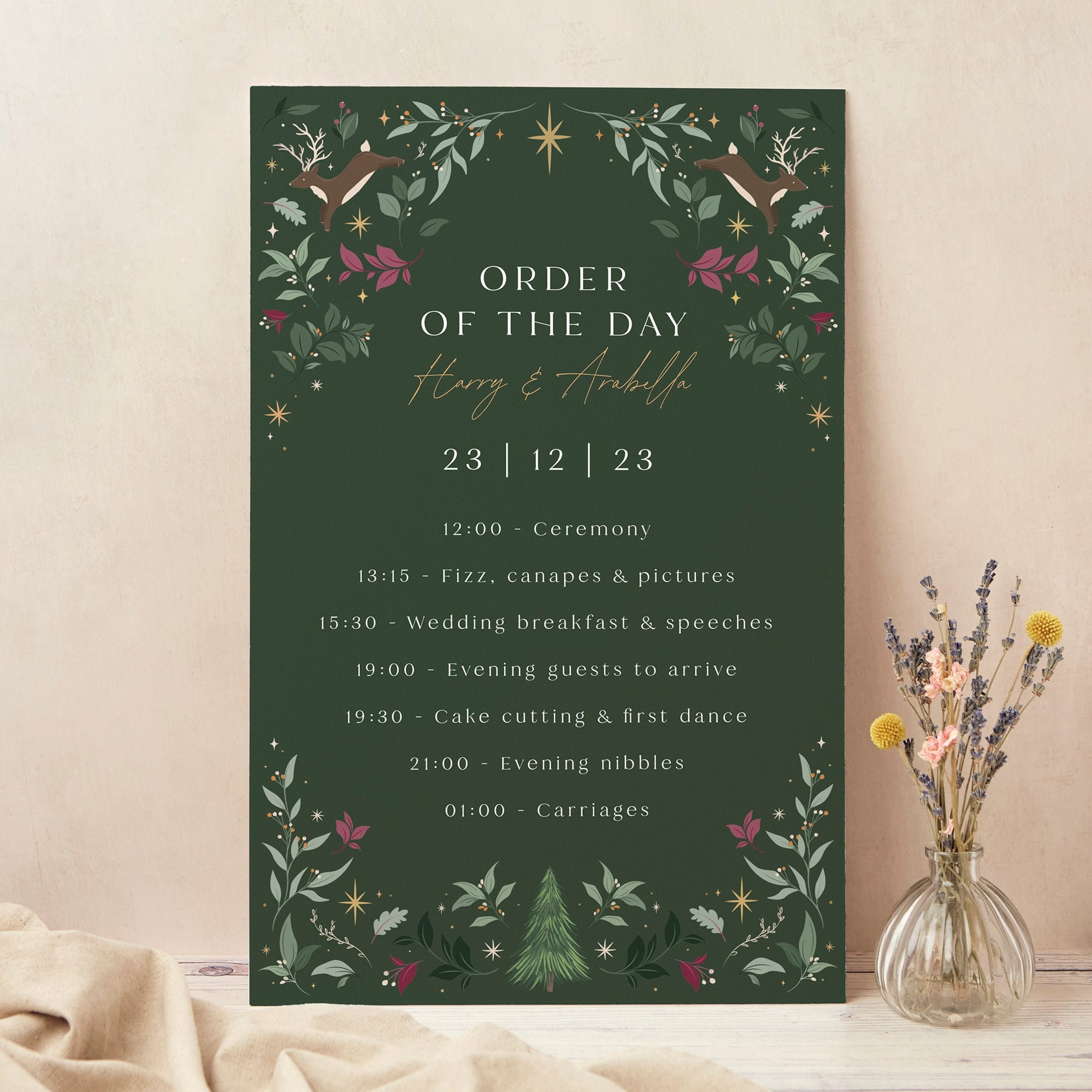 Winter Christmas Wedding Order Of The Day Sign