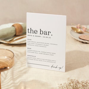 Getränke Menü Schild | Hochzeit Zeichen | A4 Robustes Foamex Schild | Moderne Serif