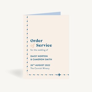 Wedding Order of Service - Wedding Ceremony Order of the Day - Wedding Program Order of Service Booklet - Wedding Stationery Muted Travel