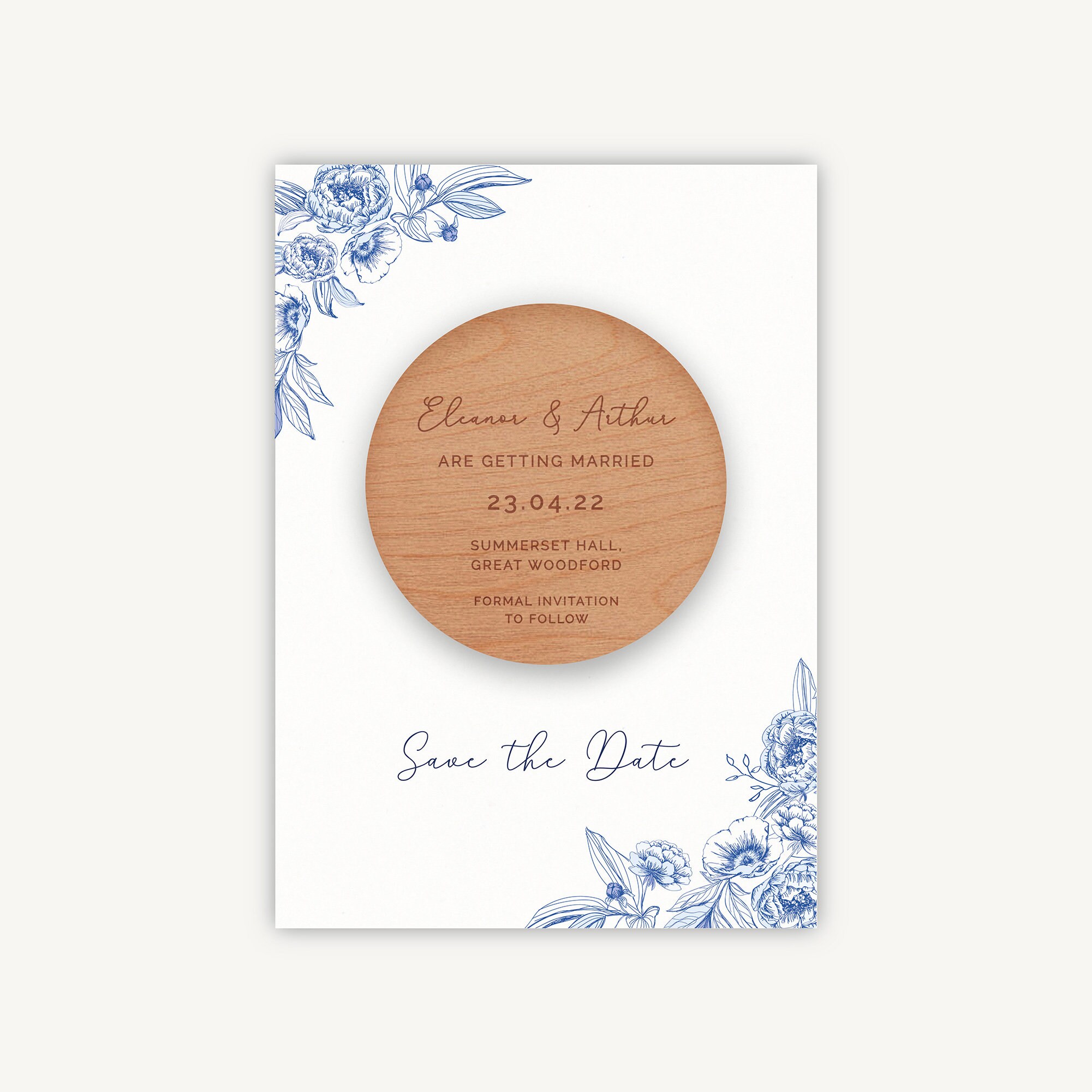 Save The Date, Magnet Farmhouse Blue, Rustic Vintage French Summer Wedding