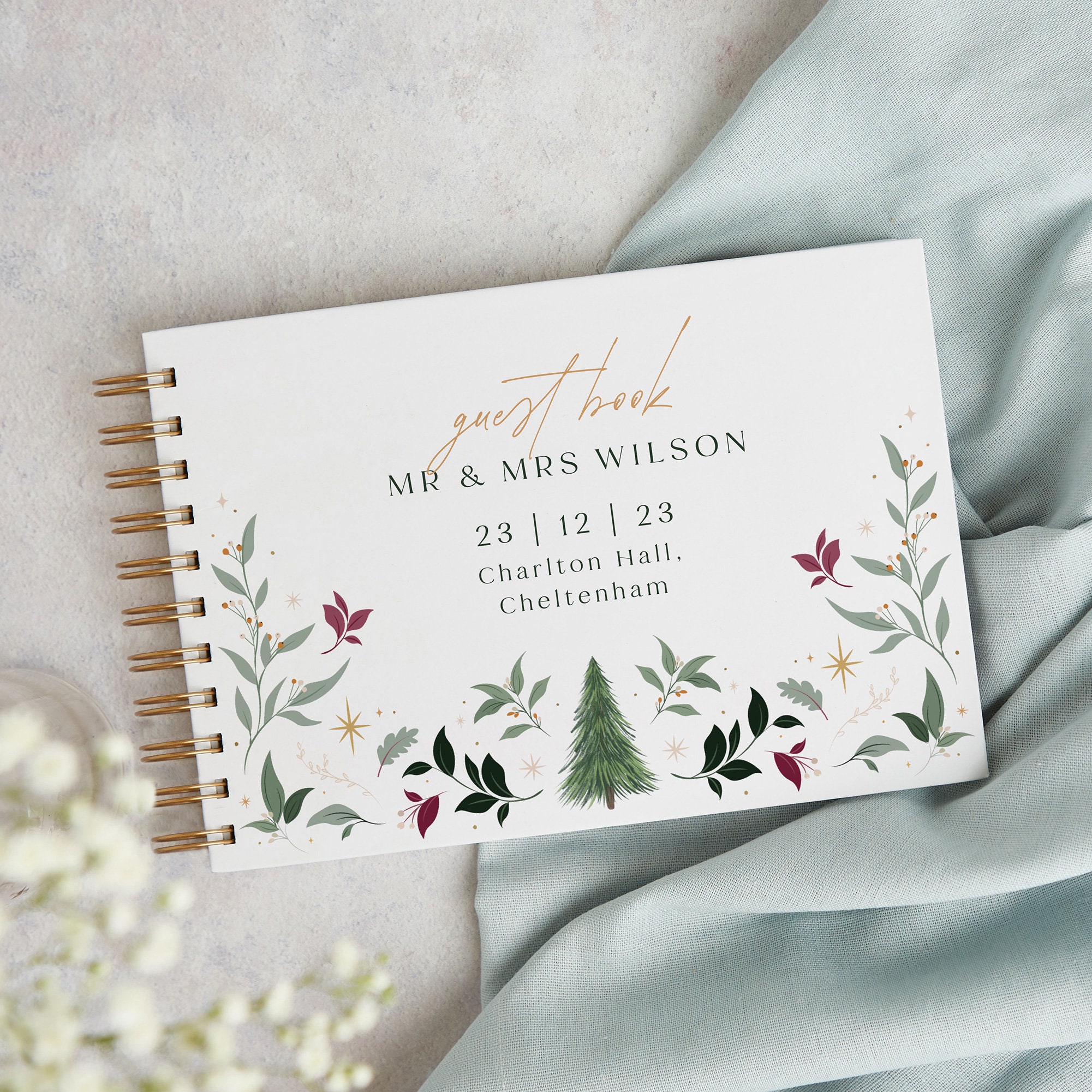 Winter Christmas Wedding Guest Book