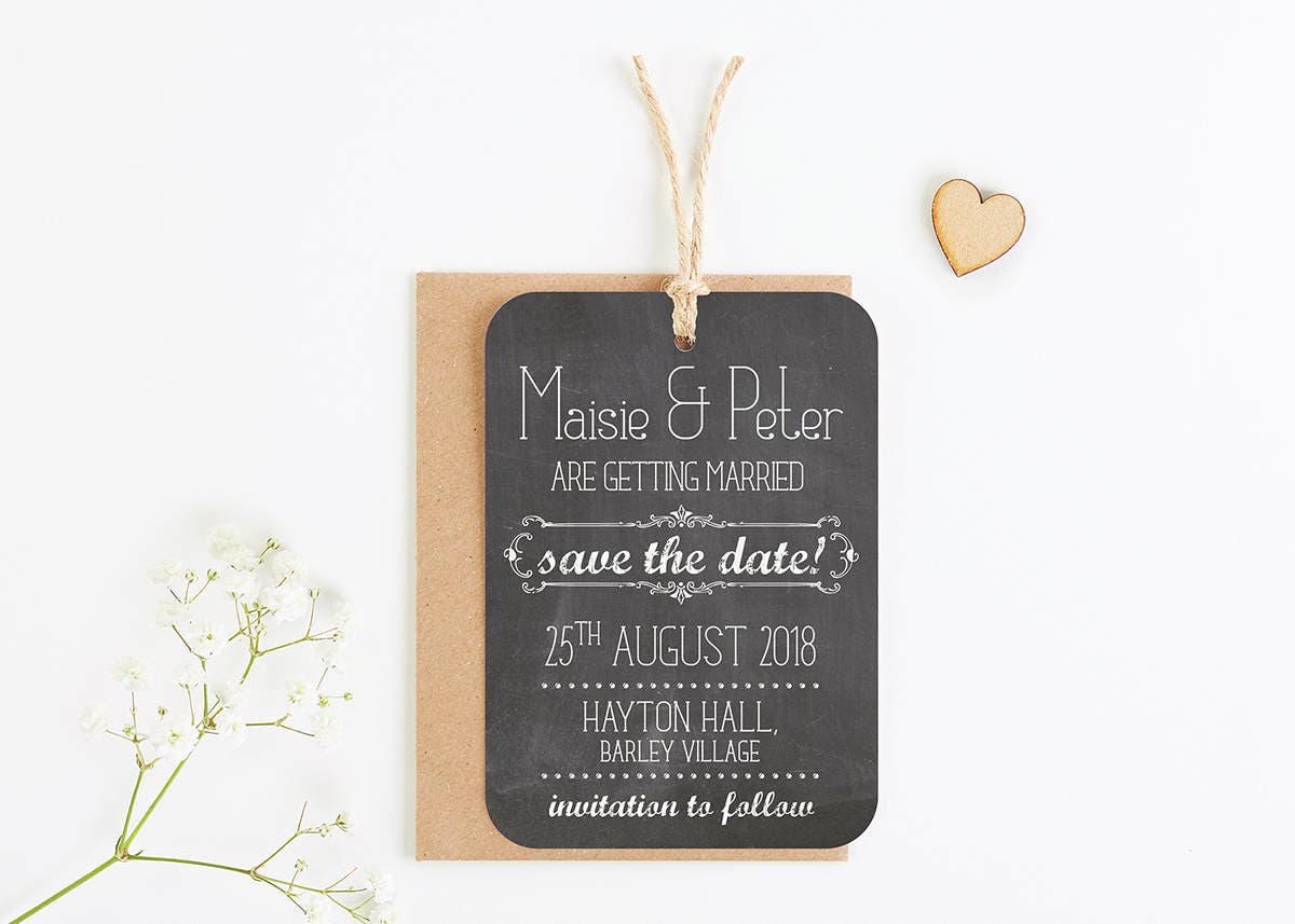 save the date chalkboard chalk board luggage tag Etsy