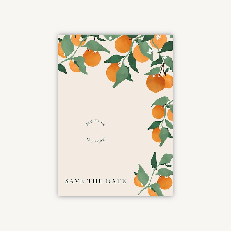 Save the Date, Magnet Save the Date, Mediterranean Oranges, Fruit Citrus Wedding image 2