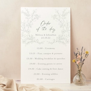 Wedding Order of the Day Sign - Wedding Timeline Sign - Order of Events Sign - Large Order of Service Sign - Elegant Floral Wedding Sign