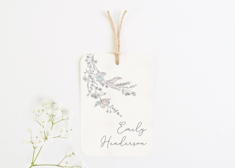 Wedding Name Card Wedding Place Card Vintage Floral Luggage Tag Wedding Place Cards