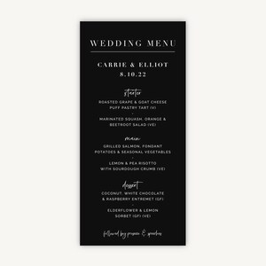 Indywidualne menu weselne - Menu śniadaniowe na wesele - Projekt menu weselnego - Czarny nowoczesny skrypt