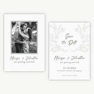 Wedding Save The Date Card - Photo Save the Date - Classic Winter Wedding Save the Date - Elegant Floral