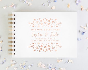 Wedding Guest Book, Personalised Wedding Guest Book, Floral Wedding Guest Book