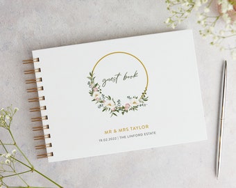 Floral Hoop Wedding Guest Book – Personalised Keepsake