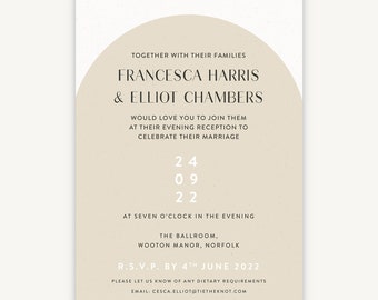 Minimalist Arch Wedding Reception Invitation - Evening Invites